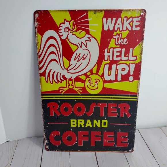 Vintage Rooster / Coffee Metal Sign